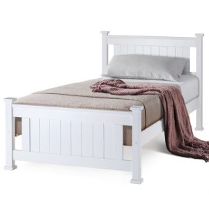 Eden Single Wooden Bed Frame Base White Pine Adult Bedroom Furniture Timber Slat