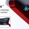 OVERDRIVE Gaming Desk 120cm  Computer Black PC Red LED Lights Carbon Fiber Look
