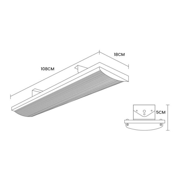 BIO 2400W Outdoor Strip Heater Electric Radiant Panel Bar Mounted Wall Ceiling