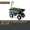 PLANTCRAFT 250kg Poly Pull Dump Cart Garden Hand Trailer Wagon Lawn Wheelbarrow