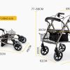 EQUIPMED Foldable Rollator Walking Frame Outdoor Indoor Mobility Walker Aids