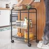 SONGMICS 3-Tier Metal Rolling Cart on Wheels with Removable Shelves Black BSC03BK
