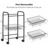 SONGMICS 3-Tier Metal Rolling Cart on Wheels with Removable Shelves Black BSC03BK