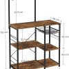 VASAGLE Baker’s Rack with Shelves Microwave Stand with Wire Basket 6 S-Hooks Rustic Brown KKS35X