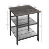VASAGLE Set of 2 Charcoal Gray and Black Side Table with Adjustable Mesh Shelves LET024B04