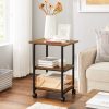 VASAGLE 3-Tier Machine Cart with Wheels and Adjustable Table Top Rustic Brown and Black OPS003B01