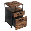 VASAGLE File Cabinet with 2 Drawers Rolling Office Filing Cabinet with Wheels and Open Compartment Rustic Brown and Black OFC71X