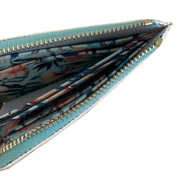 Curved Zip Coin Purse-Blue Flowers