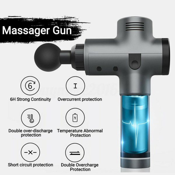 POWERFUL 6 Heads LCD Massage Gun Percussion Vibration Muscle Therapy Deep Tissue Black