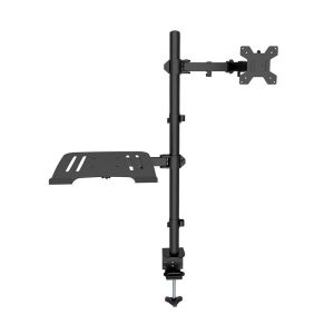 Premium Double Joint Articulating Steel Monitor Mount Arm with Laptop Holder Fit 32
