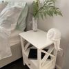2-tier Bedside Table with Storage Drawer 2 PC – Rustic White