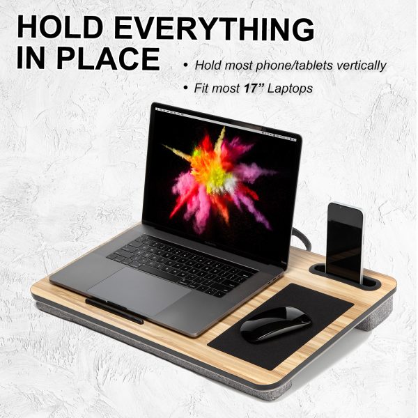 Kandaka Acacia Maple Lap Desk Laptop Tablet Stand Cushioned Lapdesk Mousepad