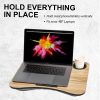 Kandaka Acacia Maple Lap Desk Laptop Tablet Stand Cushioned Lapdesk Cup Holder