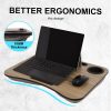 Kandaka Acacia Maple Lap Desk Laptop Tablet Stand Cushioned Lapdesk Cup Holder