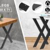 2 Set 60 x 71cm Black Coffee Dining Table Legs Bench X-Shape DIY Steel Metal Industrial