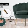 Shell Scallop Green Armchair Lounge Chair Accent Velvet