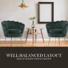 Shell Scallop Green Armchair Lounge Chair Accent Velvet