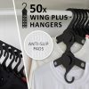 WING 50 Set Black Plus Hanger Multiple Clothes Rack Organizer Foldable