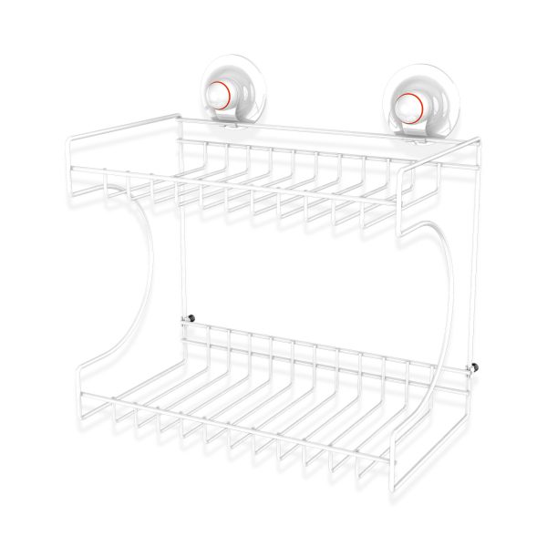 Double Rectangular Shelf Removable Suction – White