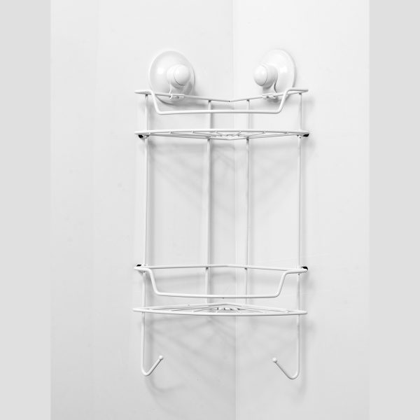 Double Corner Shelf Removable Suction Small – White