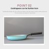 Round 28cm Pure Sky Blue Stone Frypan Frying Pan Non-Stick Induction Ceramic