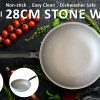 Round 28cm Pure Sky Blue Stone Wok Wokpan Non-Stick Induction Ceramic