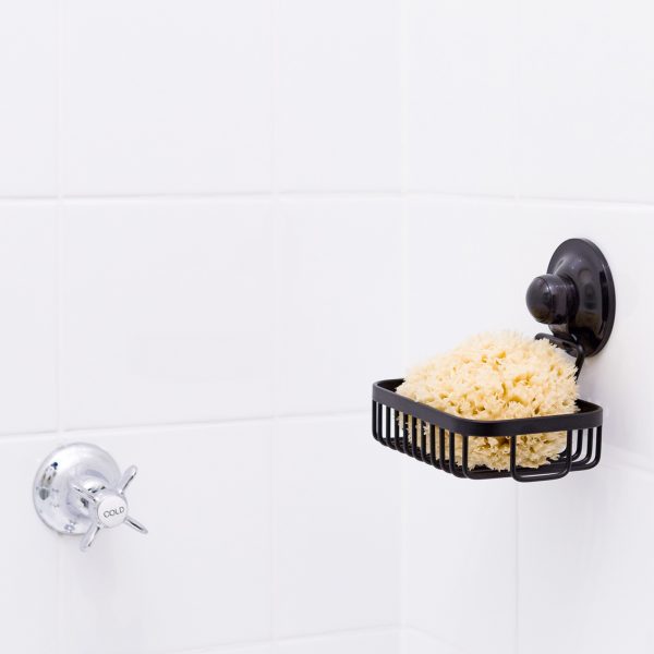 Black Soap Holder Basket Removable Stainless Suction