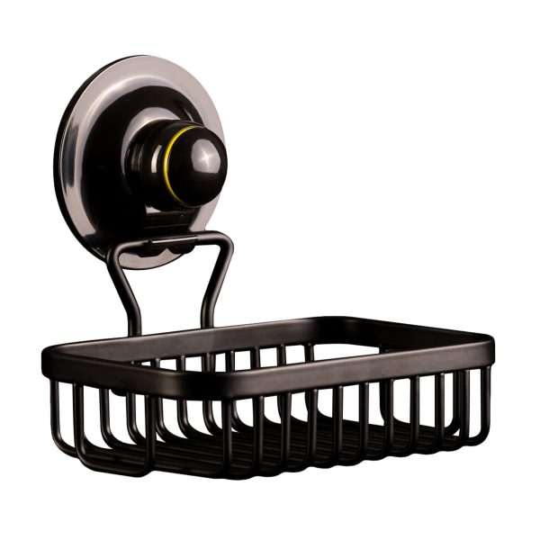 Black Soap Holder Basket Removable Stainless Suction