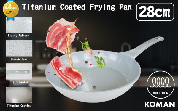 KOMAN 28cm Grey Shinewon Vinch IH Frypan Frying Pan Non-stick Induction Ceramic