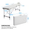 White Portable Beauty Massage Table Bed Therapy Waxing 2 Fold 55cm Aluminium