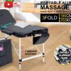 Black Portable Beauty Massage Table Bed Therapy Waxing 3 Fold 70cm Aluminium