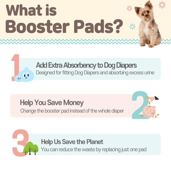 100 Ct L Pet Dog Diaper Liners Booster Pads Disposable Adhesive
