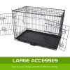 Paw Mate Wire Dog Cage Foldable Crate Kennel 24in with Tray + Blue Cover Combo