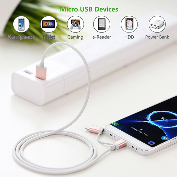 Micro-USB to USB Cable with MFI Certified iPhone Adapter 1.5M(30471)