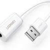 USB A Male to 3.5 mm Aux Cable (White)