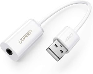 USB A Male to 3.5 mm Aux Cable (White)