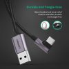 USB-C to Angled USB2.0-C Round Cable M/M Aluminum Shell Nickel Plating 1m (Gray Black) 50123