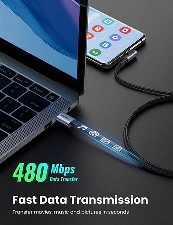 70255 USB-A to 90 Degree Angle USB-C Cable 3M