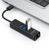 CHN421 Aluminium USB-C to 3 Port USB HUB with Gigabit Ethernet Adapter Black