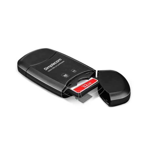 CR303 2 Slot SuperSpeed USB 3.0 Card Reader with Dual Caps