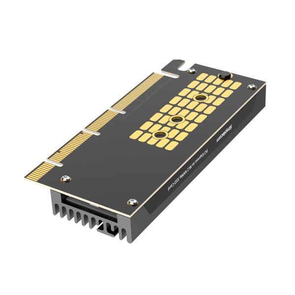 EC415B NVMe M.2 SSD to PCIe x4 x8 x16 Expansion Card with Aluminium Heat Sink Black