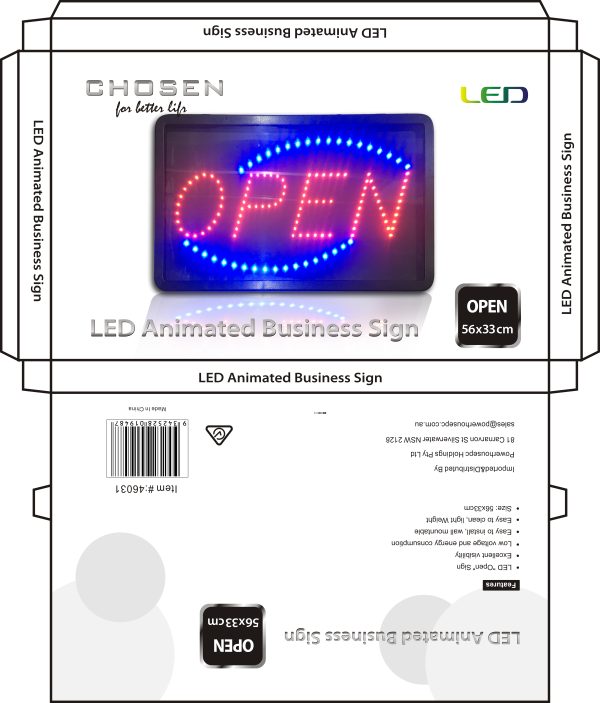 Chosen Branded ” Open” Led Sign Board 56X33Cm