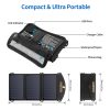 SC001 19W Portable Solar Panel Charger SunPower Panels Dual USB Charger for Camping/RV/Outdoors