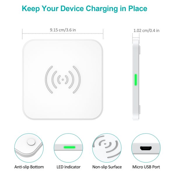 T511-S Qi Certified 10W/7.5W Fast Wireless Charger Pad (White)