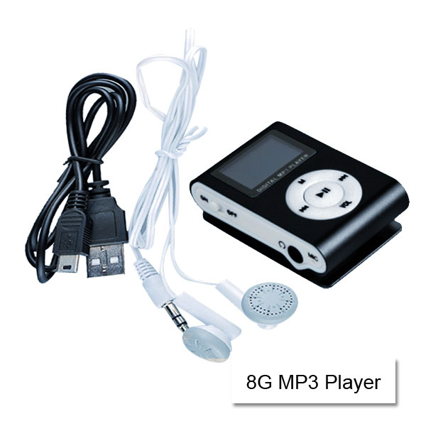 Mini Clip 16G MP3 Music Player With USB Cable & Earphone Black