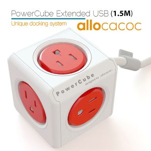 ALLOCACOC POWERCUBE Extended Boston Red 5 Outlets with CABLE