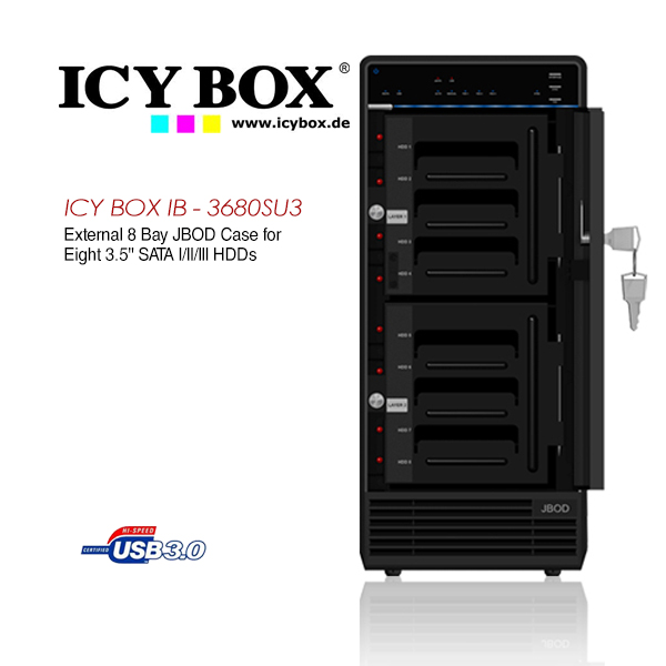 ICY BOX (IB – 3680SU3) External 8 Bay JBOD Case for 8 x 3.5 Inch SATA l/ll/lll HDDs