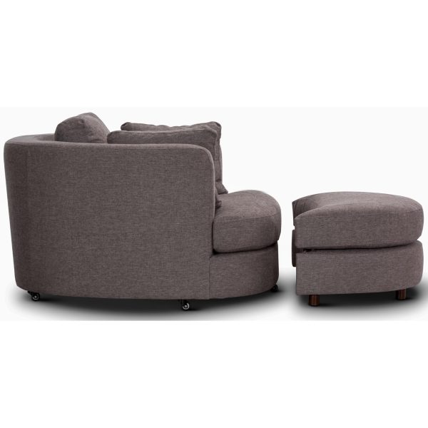 Sunshine Single Sofa Love Chair Fabric Swivel Armchair Ottoman Set – Grey