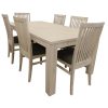 Foxglove 7pc Dining Set 190cm Table 6 PU Seat Chair Solid Mt Ash Wood – White