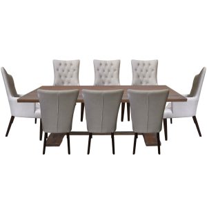 Florence  9pc Dining Table Set 230cm 6 Fabric 2 Carver Chair French Provincial